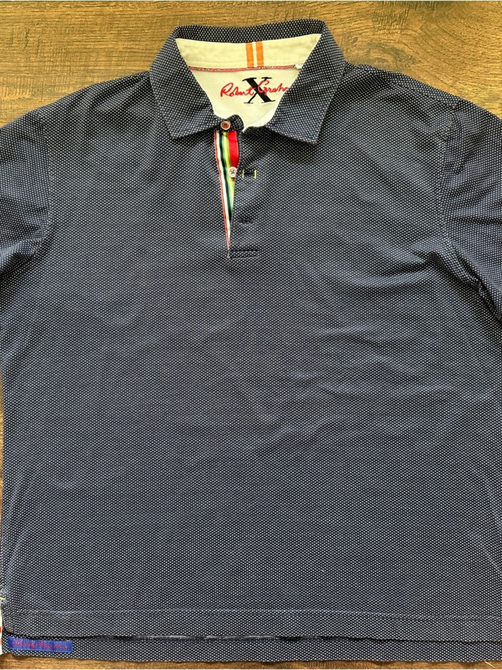 Robert Graham Polo Shirt Men 2XL Tailored Fit Blue Pattern Short Sleeve